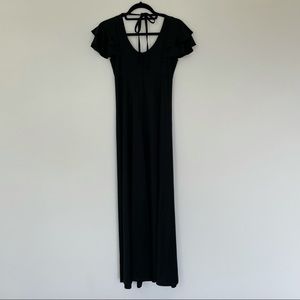 Vintage Marty K. Empire Waist Long Black Dress Size Small